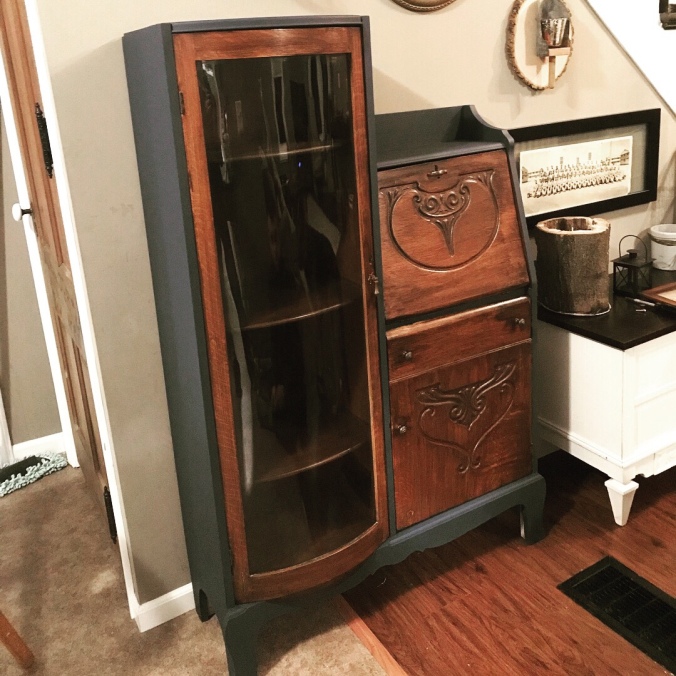 Secretary hutch curio cabinet antique refurbished upgrade