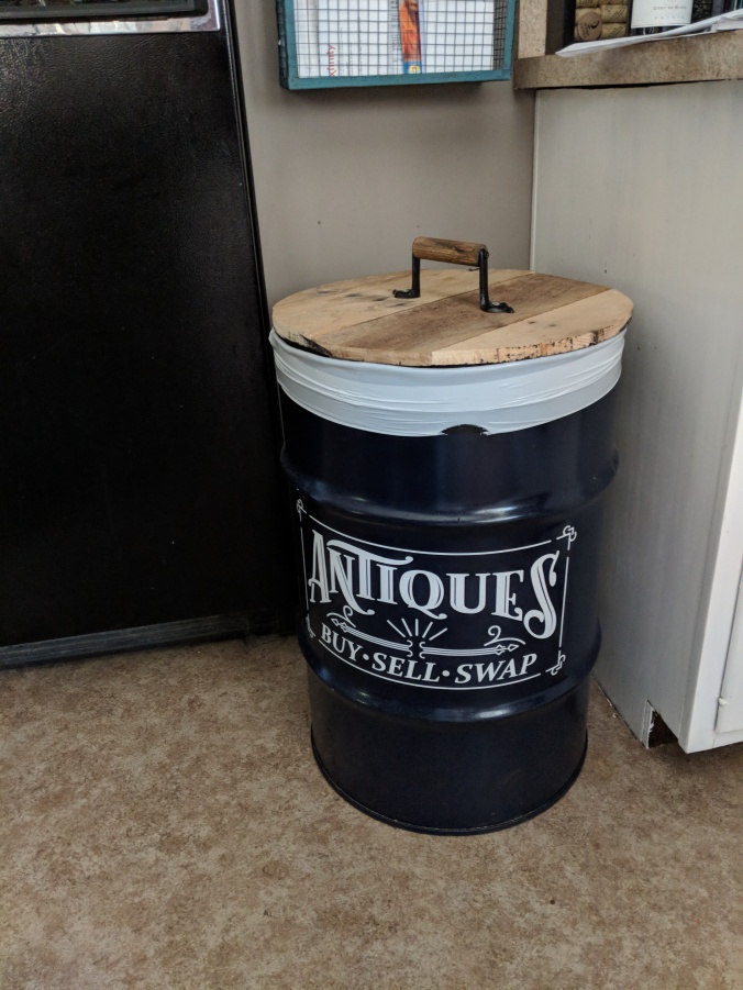 Steel drum trash can farmhouse decor trashcan upgrade